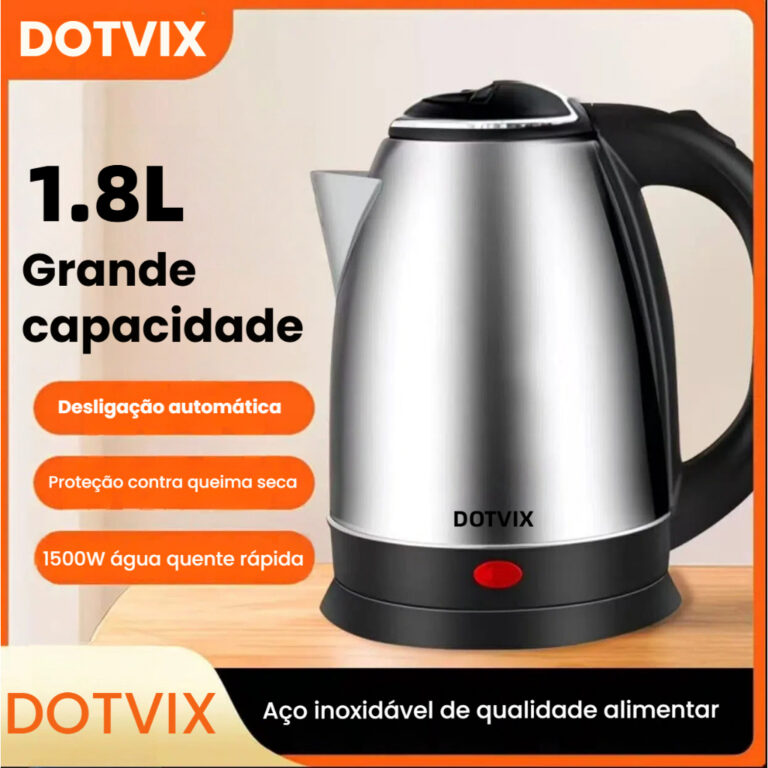 Chaleira Elétrica de Aço Inox/de vidro, 1.8L,127