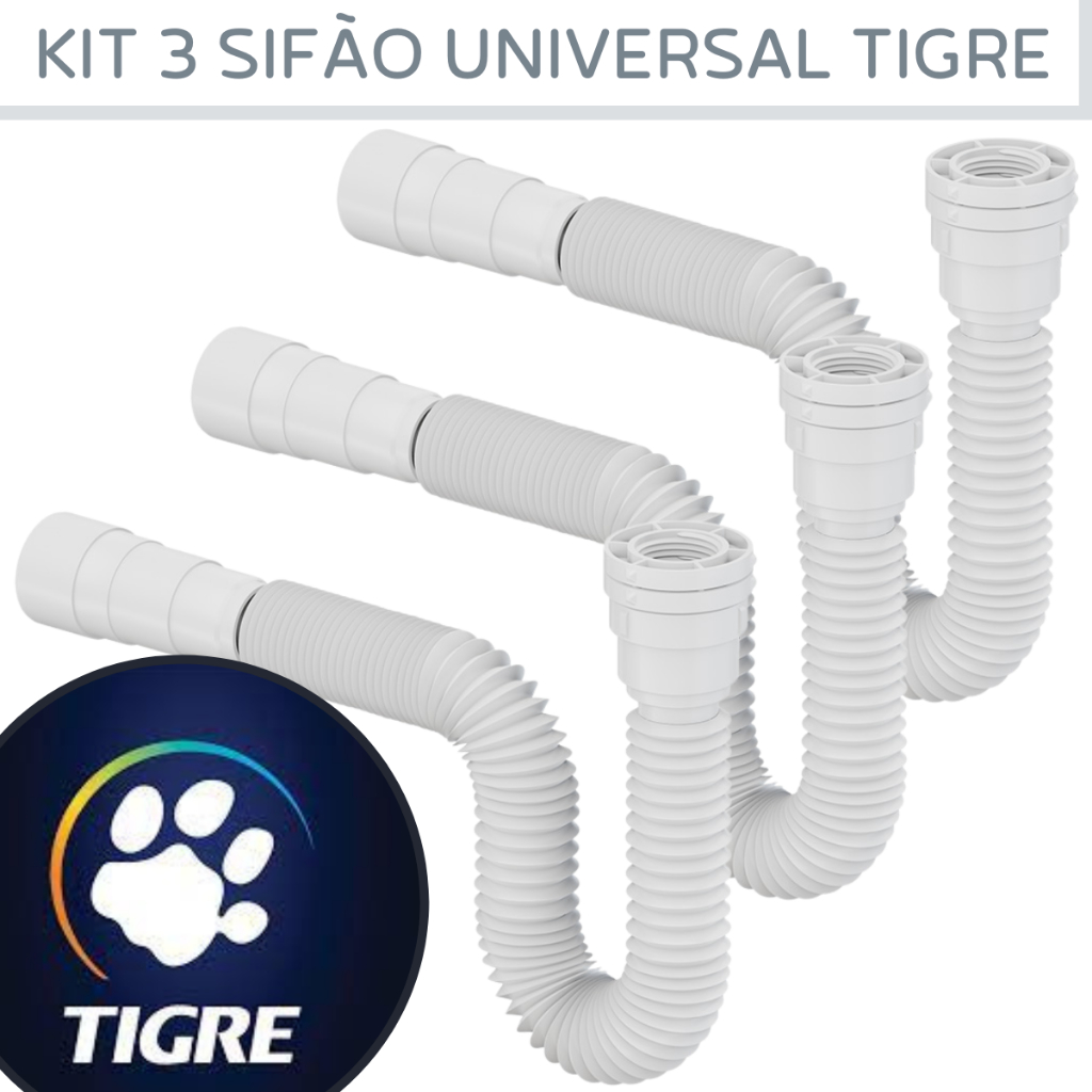 Sifão Universal Ajustável Tigre Multiuso Flexível Sifao Sanfonado Extensível Pia, Lavatório Tanque