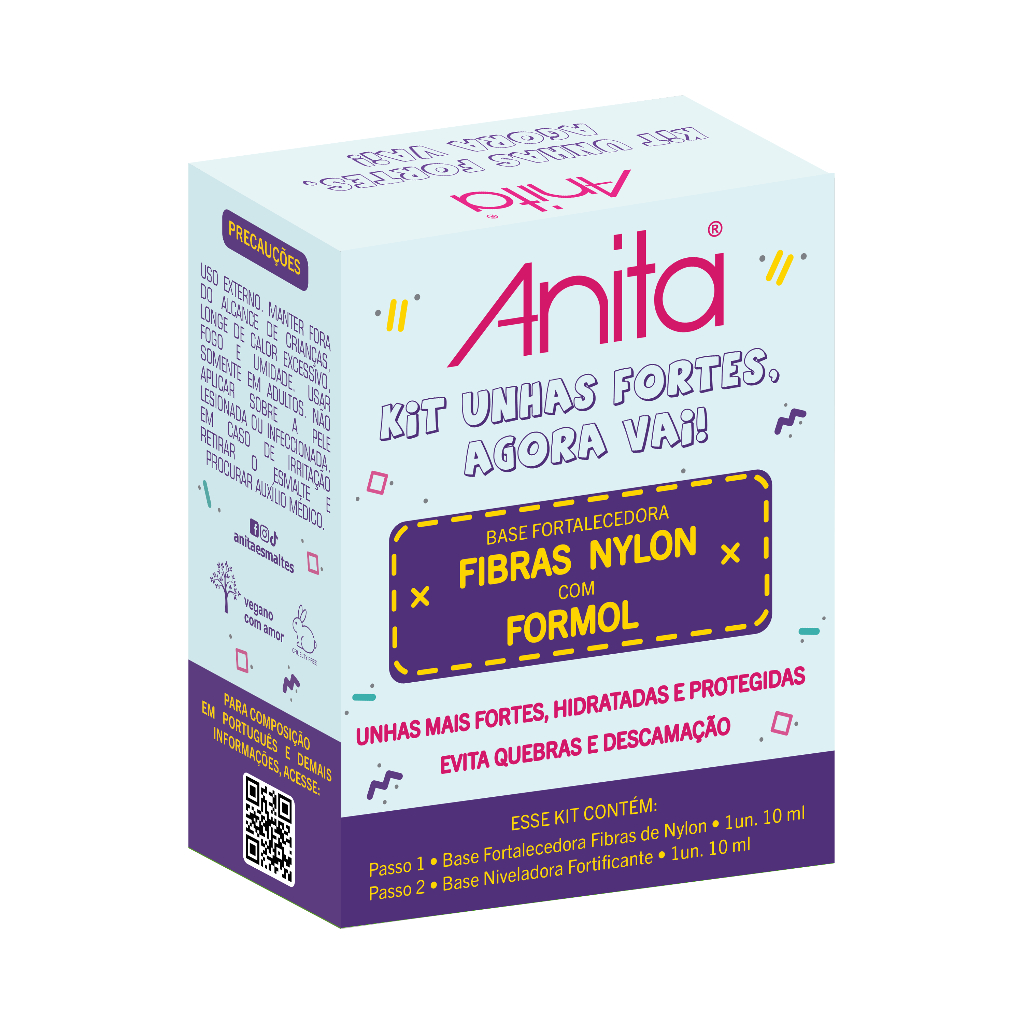 Kit Unhas Fortes, Agora vai Anita Esmaltes Base Fortalecedora