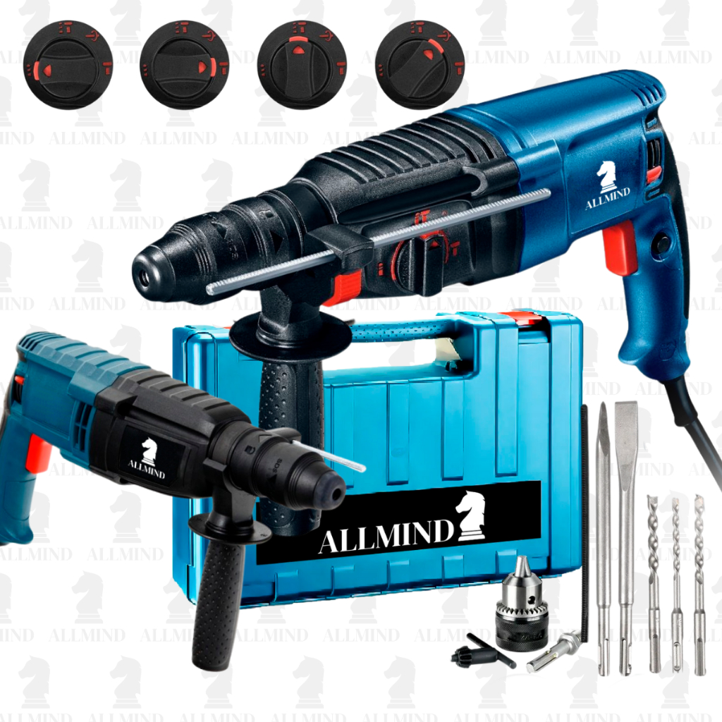 Martelete Rotativo Rompedor Furadeira Industrial Martelo 12 Peças 1200w Profissional Sds-Plus