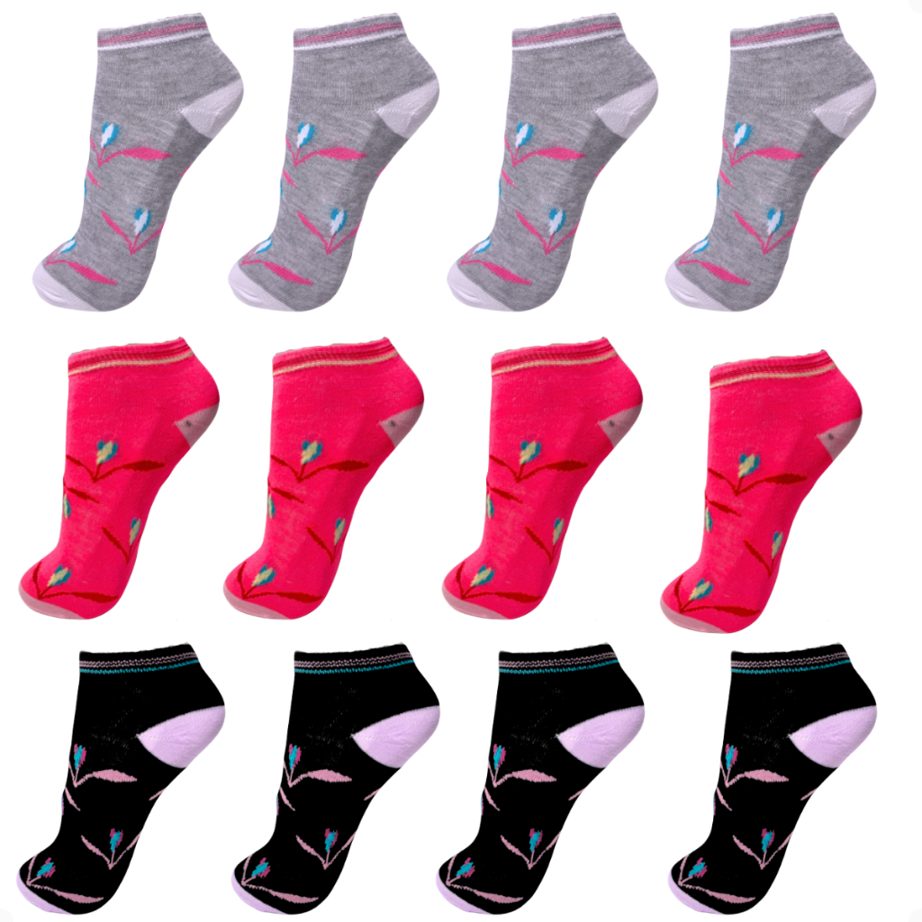 12 Pares de Meia Feminina Soquete Estampada Sortidas 34-40