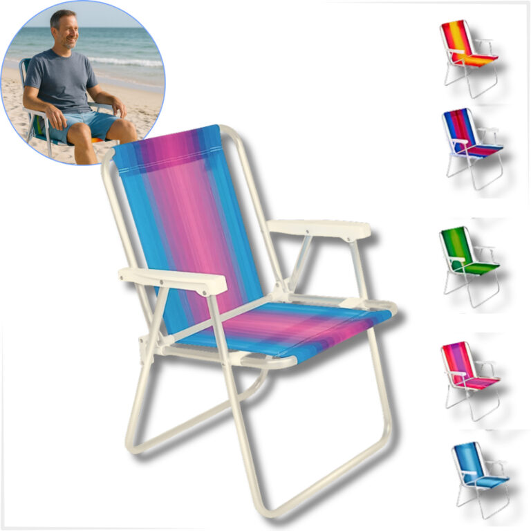 Cadeira de Praia Dobrável Portátil Reforçada Le