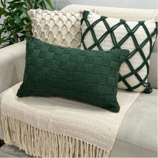 Kit de Almofadas Macrame Verde Musgo Artesanal Dec
