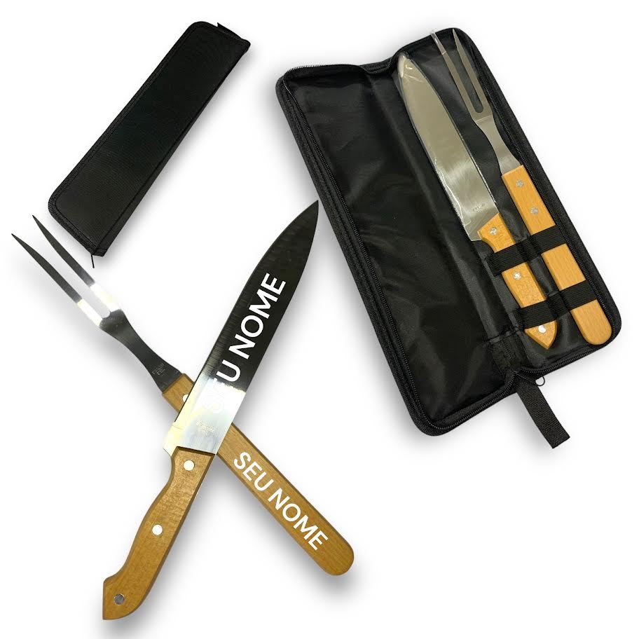 Kit Churrasco Personalizado 2 Peças Case Logo Time Nome Brindes