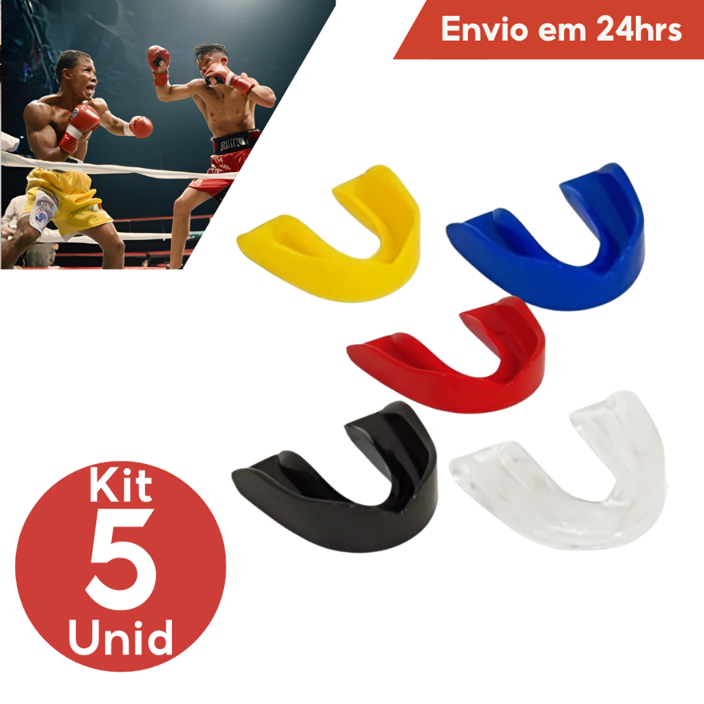 Kit 5 Protetor Bucal Simples Moldável Água Quente Luta Boxe