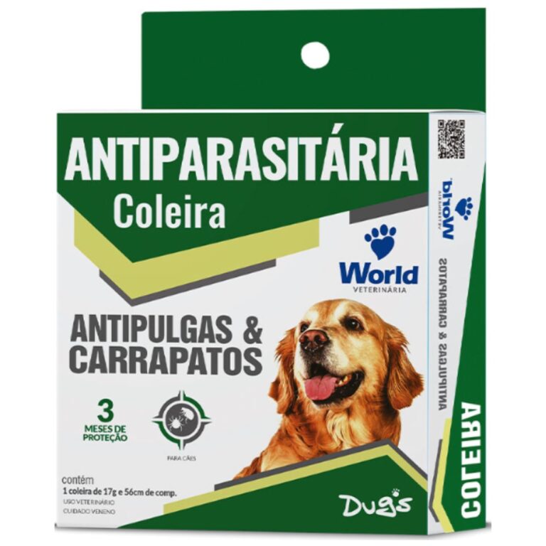 Coleira Cães Antipulgas E Carrapatos Dugs 56cm Wo