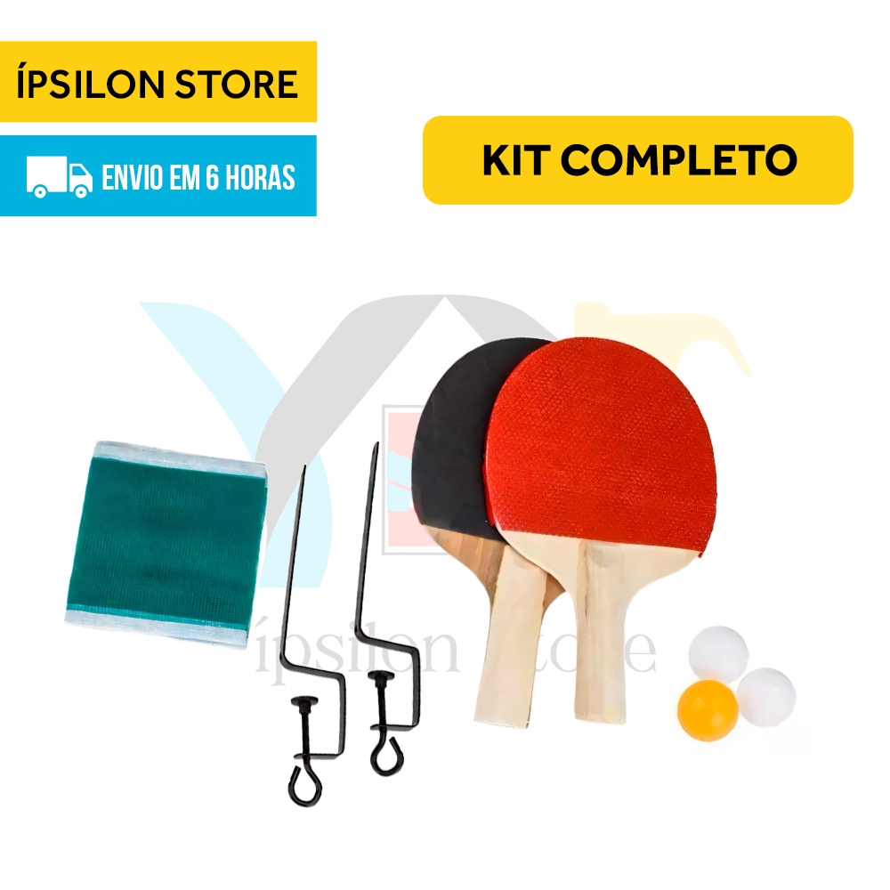 Kit Ping Pong Tenis De Mesa 2 Raquetes 3 Bolas Suporte Rede MBfit
