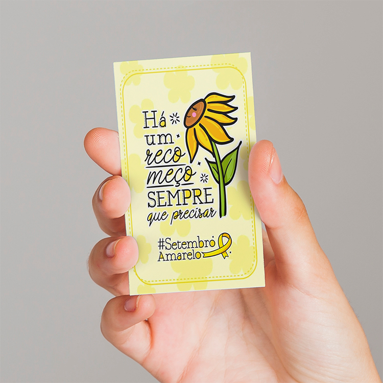 Cartões Setembro Amarelo 9x5cm Couchê 250g Verni