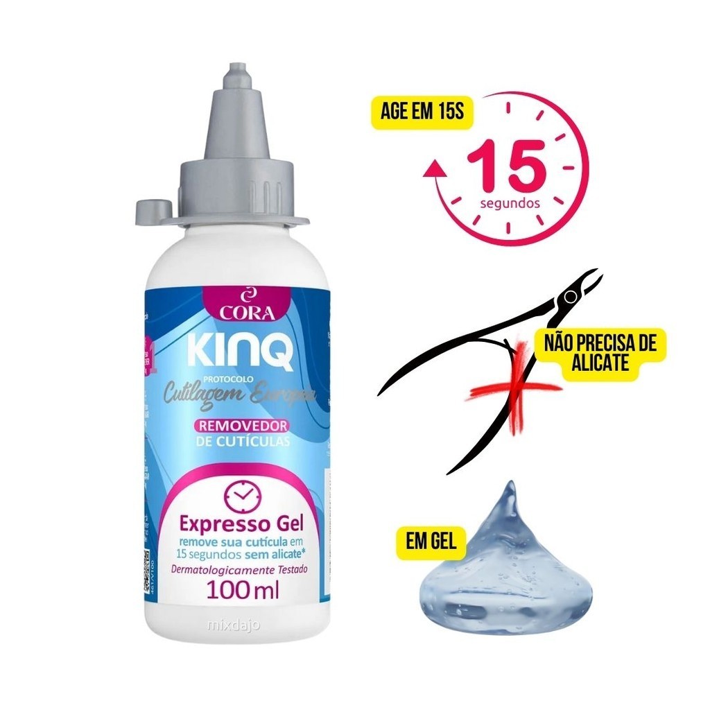 Removedor de cuticulas em gel líquido esfoliante Kinq Cora cutilagem europeia Protocolo completo
