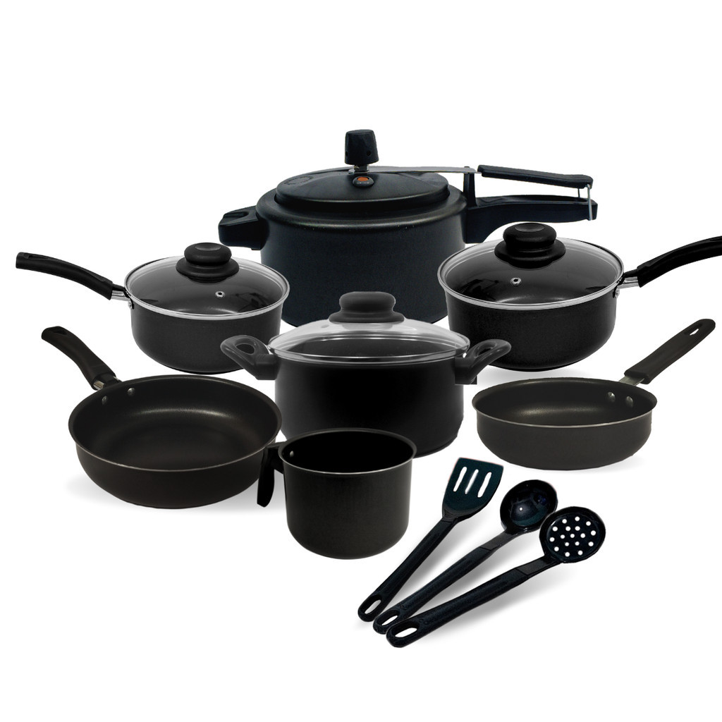 Jogo de Panela Teflon Antiaderente  Premium Tampa Vidro Panela de Pressão 2.5L Pequena