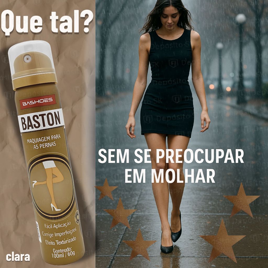 Spray Maquiagem para Pernas Baston Morena Clara Cobre Imperfeições  Resistente à Água e Fácil