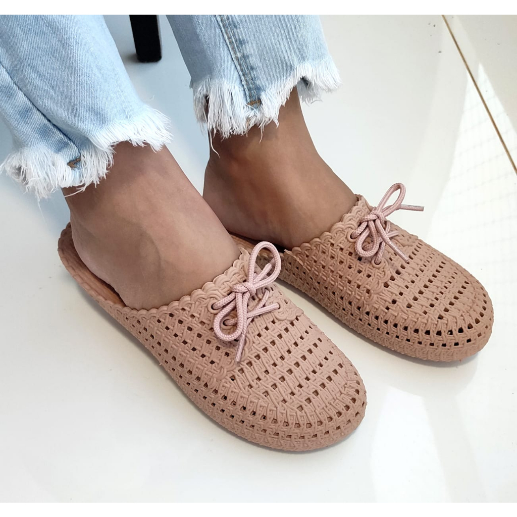 Mule feminino sapatilha bico redondo Casual Confortavel