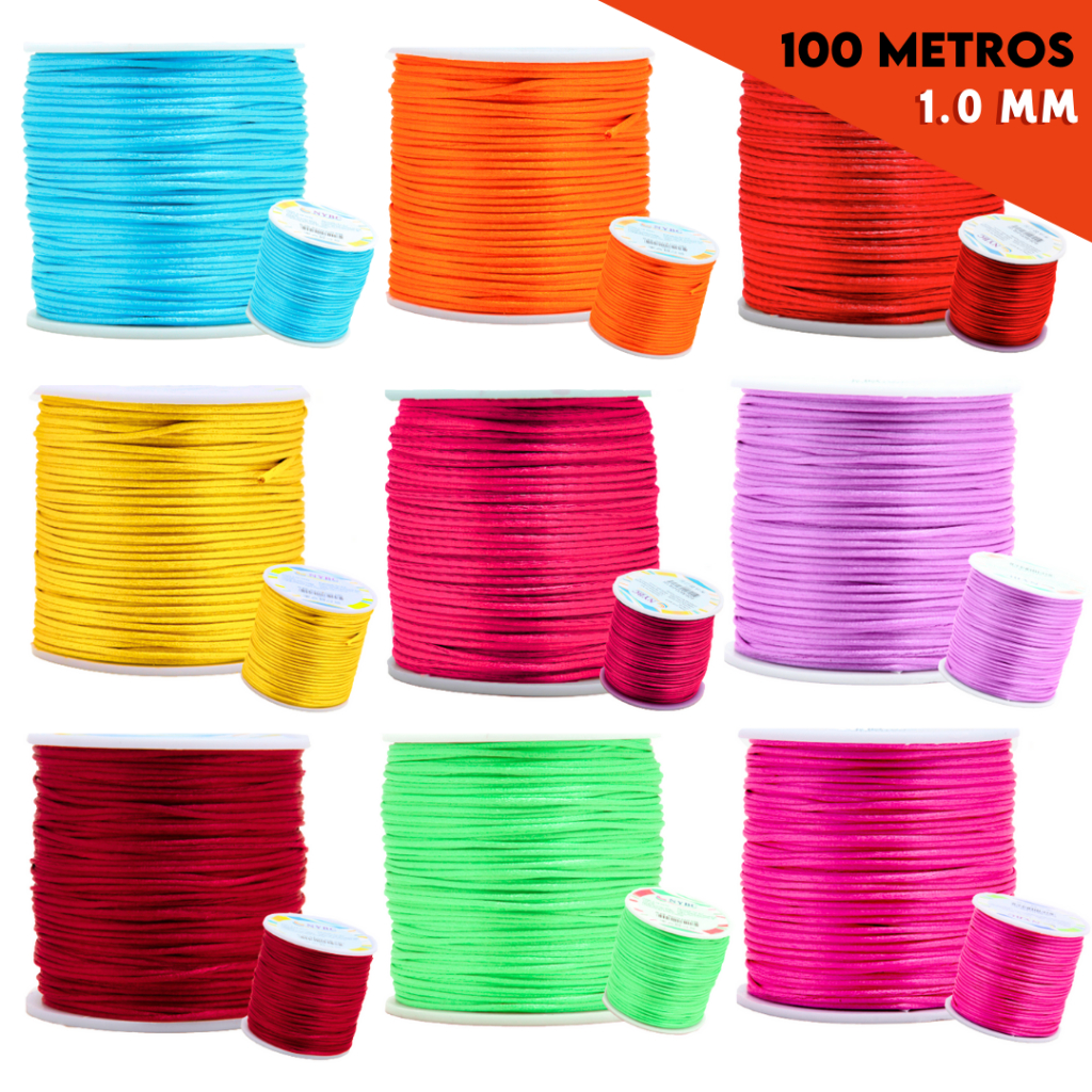 Fio De Seda – Cordão Rabo De Rato Cores Diversas 1mm – Com 100 Metros – MGX
