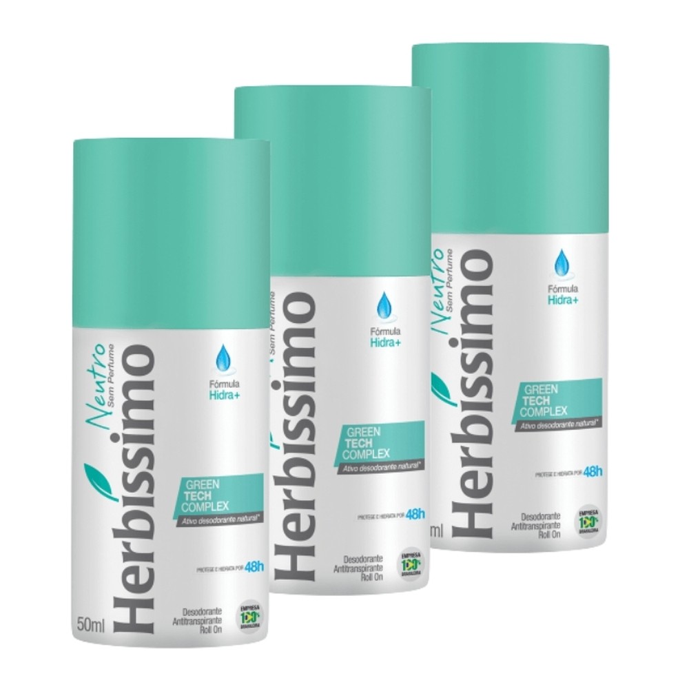 Kit 3 unid – Desodorante Roll-On Herbíssimo Neutro 50Ml