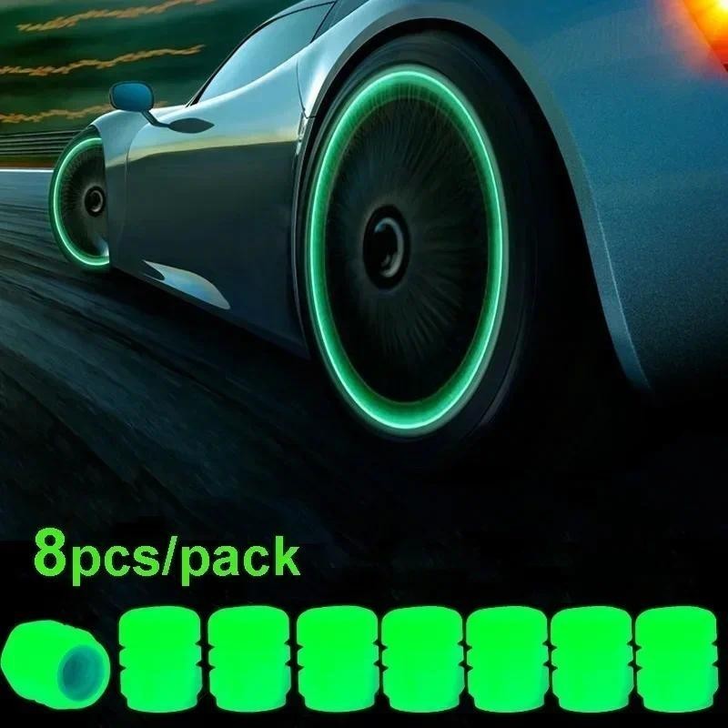 Kit Com 4Unidades de Tampa De Bico de Válvula De Pneus Cor Fluorescente Luminosa Para Moto Carro