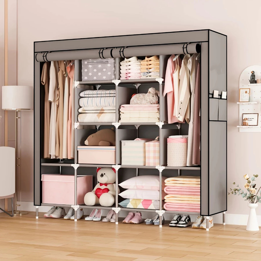 Roupa Desmontável e Dobrável Multiuso Organizador Móvel Prático Rack Arara Solteiro Casal