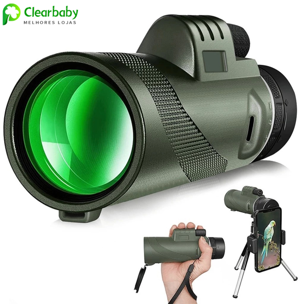 Telescópio Portátil 40×60 HD com Tripé  Compatível com Celular, Ideal para Viagens