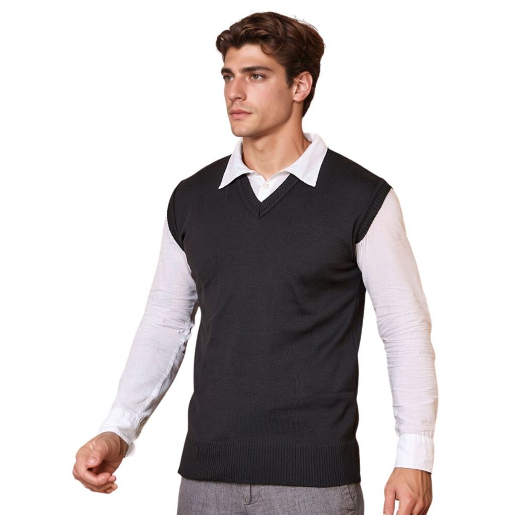 Colete Masculino Tricot Básico Gola V Casual e Social Clássico Premium Elegante