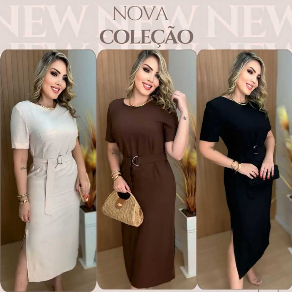 Vestido Longo Feminino com Ajuste na Cintura
