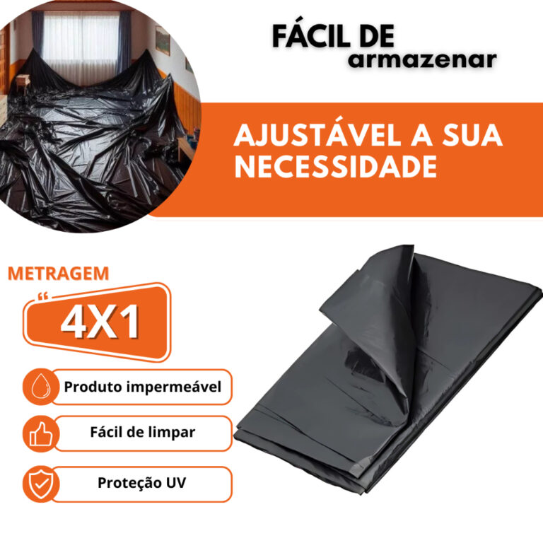Lona Plástica Preta 4 Mts de Largura ( Construç
