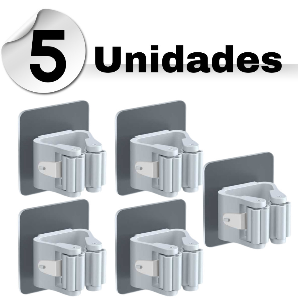 Kit 5 Suportes Adesivo Organizador Vassouras Rodos Suportes Organizadores Sem Furar Parede