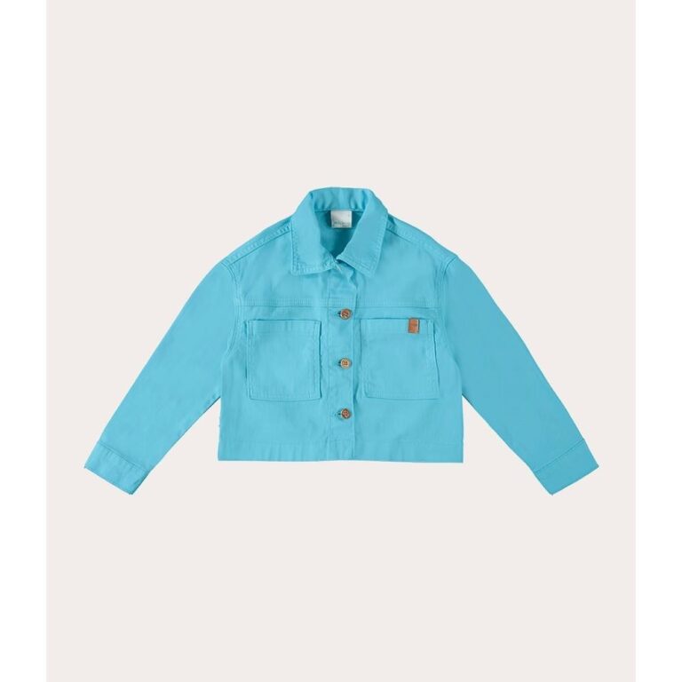 Shirt Jacket Cropped Infantil Menina Em Sarja Com 