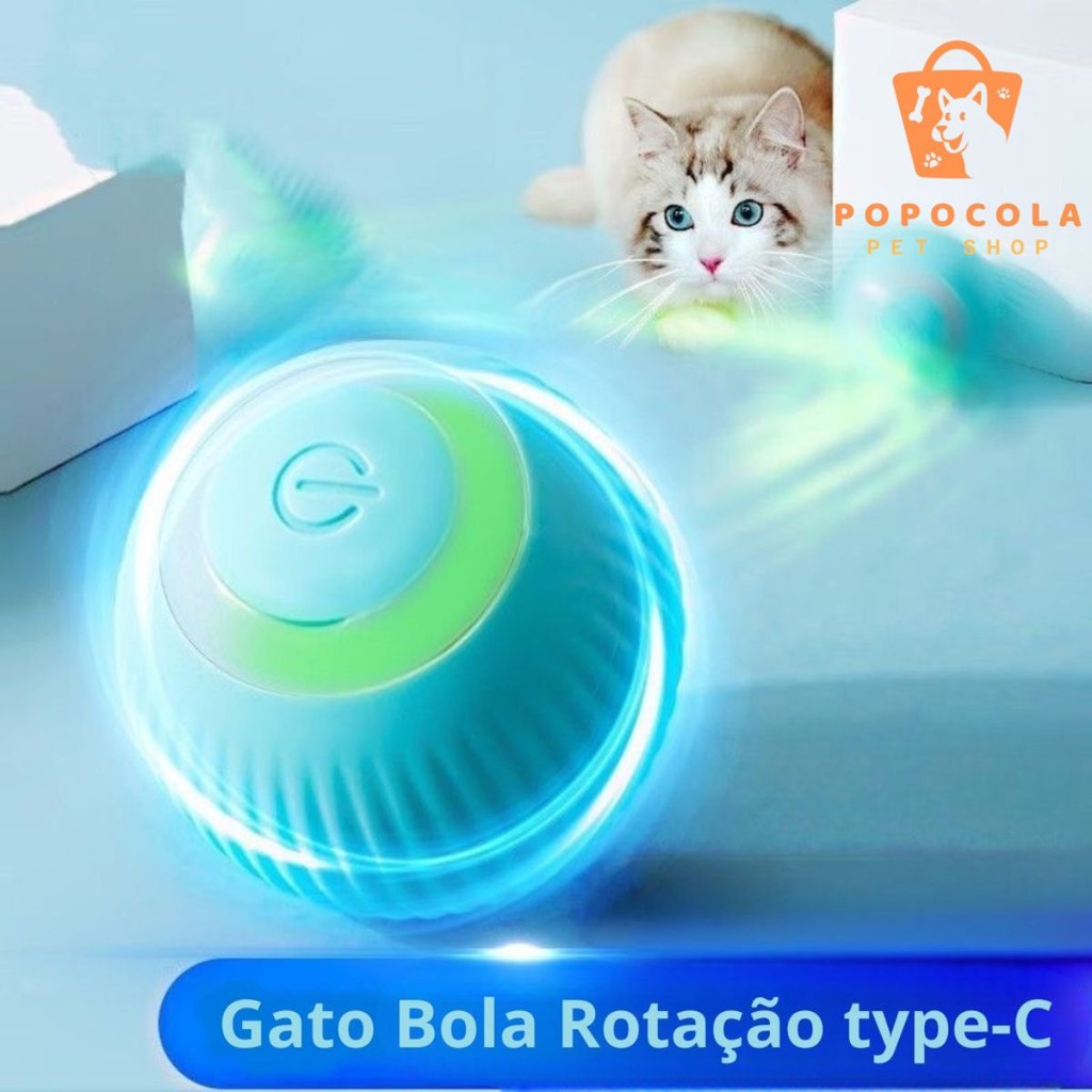 Brinquedo Elétrico Bola p/ Gato  Rotação Automática USB, Recarga Rápida, Interativo e Divertido