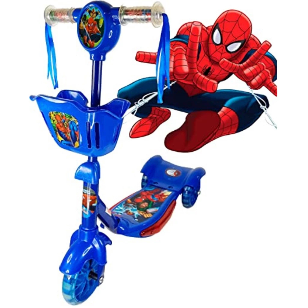 Patinete 3 Rodas Infantil Menino Com Musica C/Cesta Luz E Musica