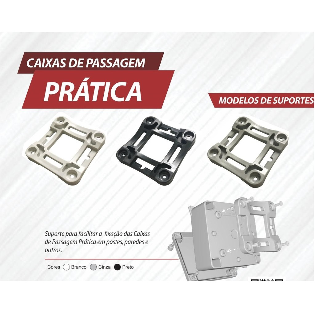 Kit 10 pçs Suporte p/ Caixa de Passagem  Preto