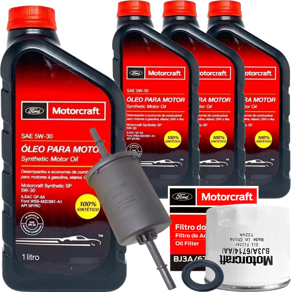 Kit 4 Litros De Oleo 5w30 Motorcraft E Filtro De Oleo Gasolina Para Ford Ecosport Focus Ka Fiesta