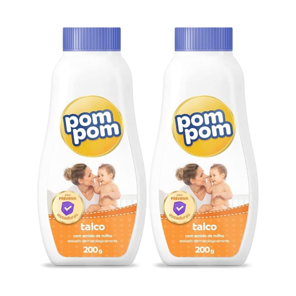 2x Talco Infantil Pom Pom 200g