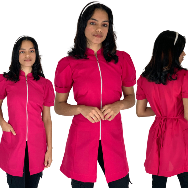 Jaleco Rosa Feminino Manga Curta Bufante Princesa 