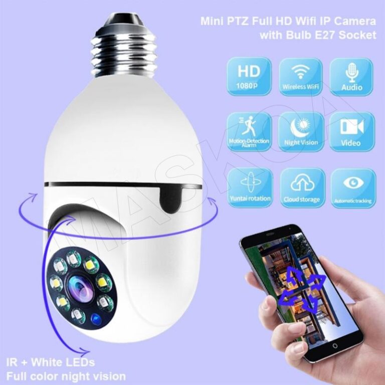 Câmera de bulbo LED HD 1080P Wifi Luz 360 Seguran