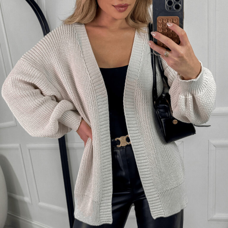 Casaco Tricot Básico Manga Bufante Tricô Inverno