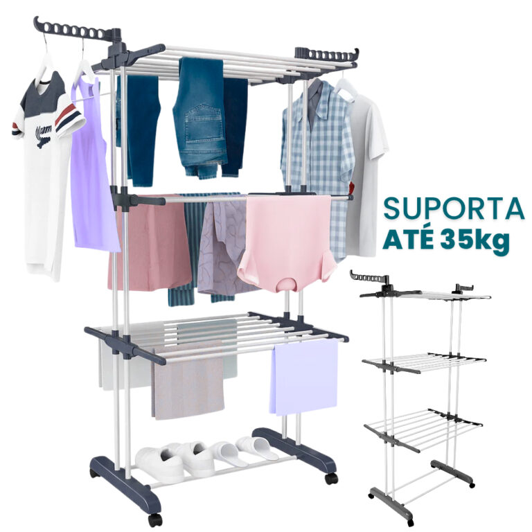 Varal De Chão Roupa Calcinha Grade 3 Andares Dobr