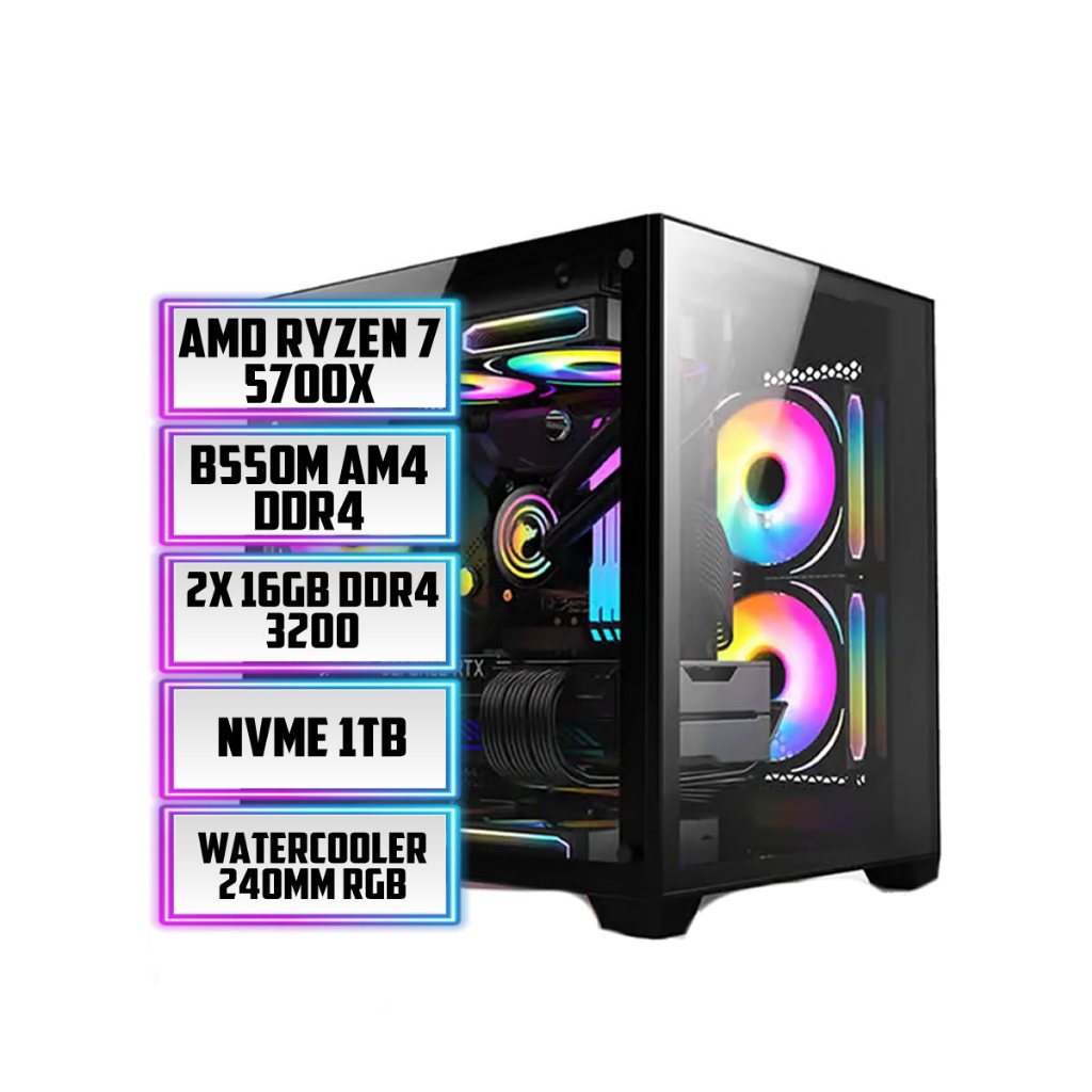 PC GAMER  RYZEN 7 5700X, B550M, 32GB RAM, NVME 500GB, NVIDIA RTX 5060 8GB, GABINETE 3 FANS