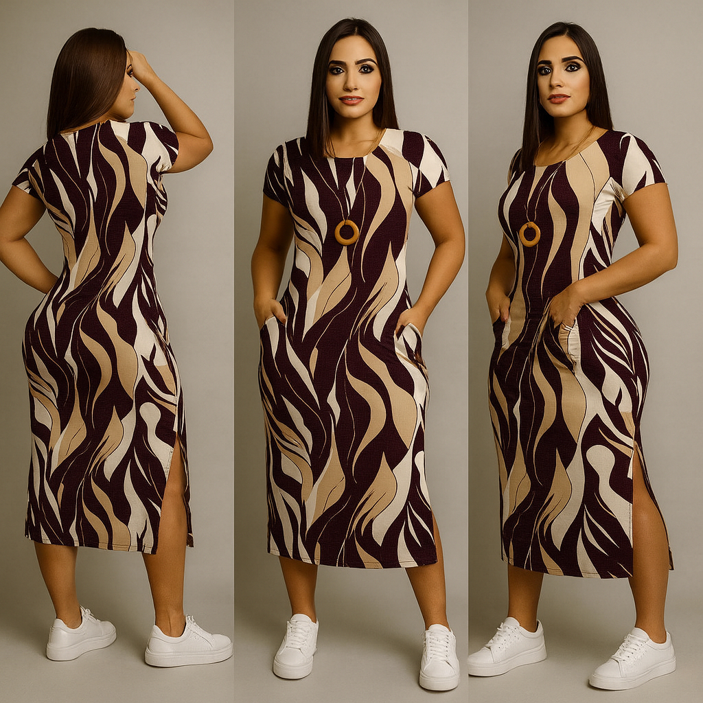 vestido  Envio Rápido casual mais vendidos moda evangelica  feminino fenda e bolso festa