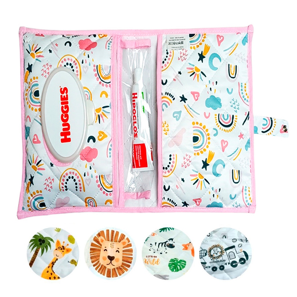 Porta Fralda Lenço Umedecido Pomada Portátil Para Bebê Menina Menino