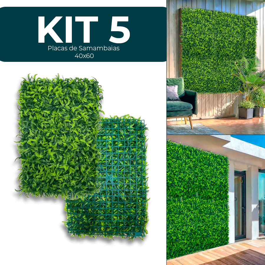 5 Placas Artificial Samambaia para Jardim Vertical