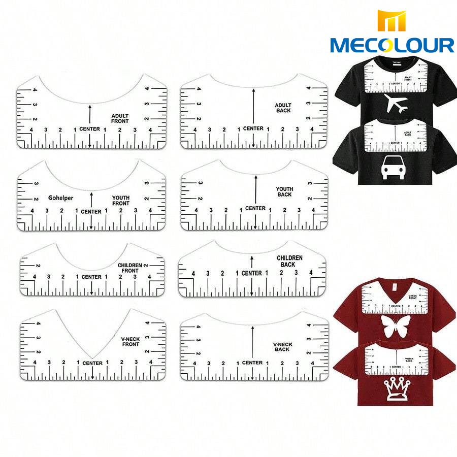 Conjunto de 8 Peças de Fitas Métricas Transparentes para Camisetas para Costura de Calibração de Rou
