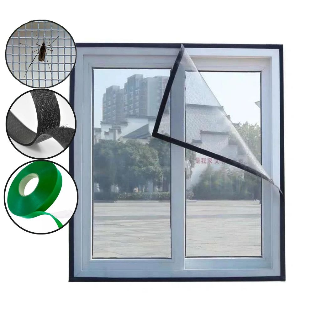 Tela Mosquiteira com Velcro em Fibra de Vidro Para Janelas e Portas