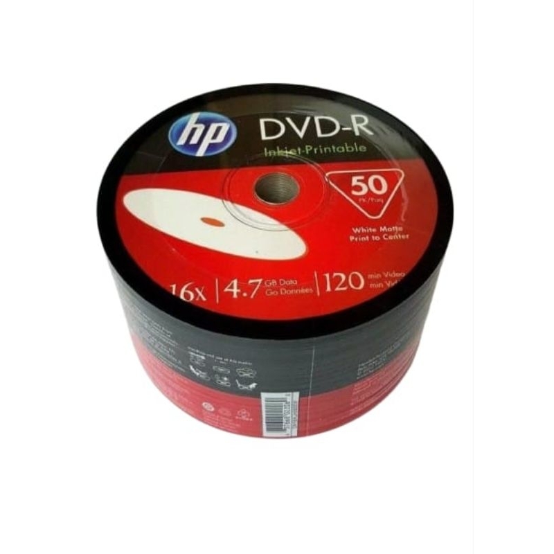 50 DVD-R PRINTABLE HP 4,7GB 120 MINUTOS 16X