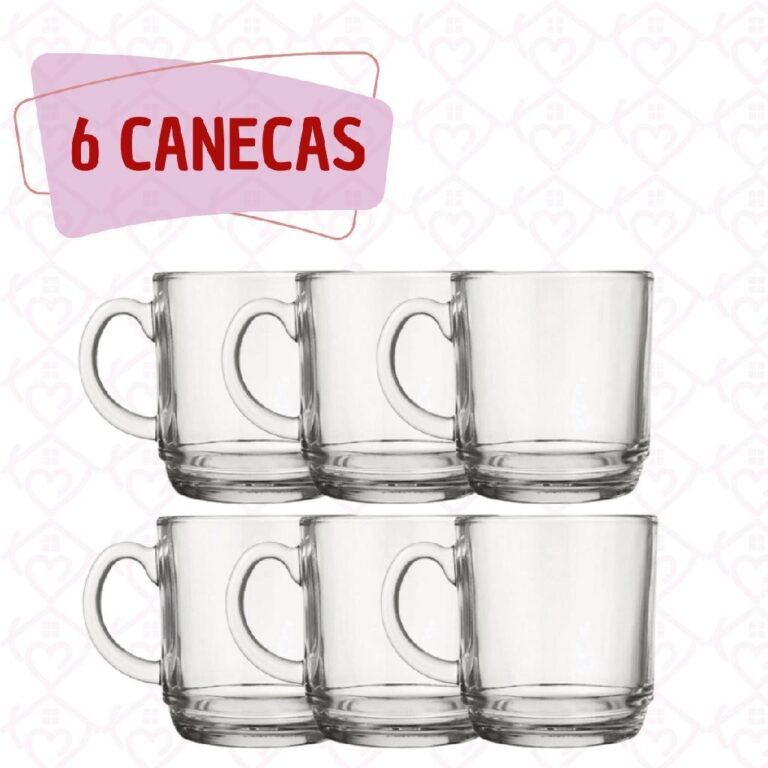 Jogo 6 Canecas Transparente Vidro 250ML Café Capp