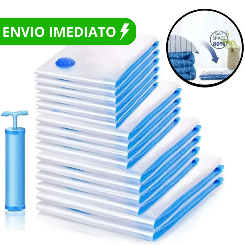 Kit 5 ou 10 Saco A Vácuo Grande Organizador Edredom Coberto Mala Roupa De Cama com bomba elétrica Ta