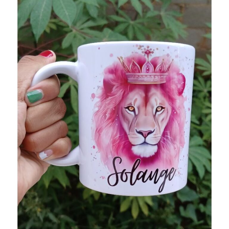 Caneca Personalizada Leão de Judá Rosa Cristã G