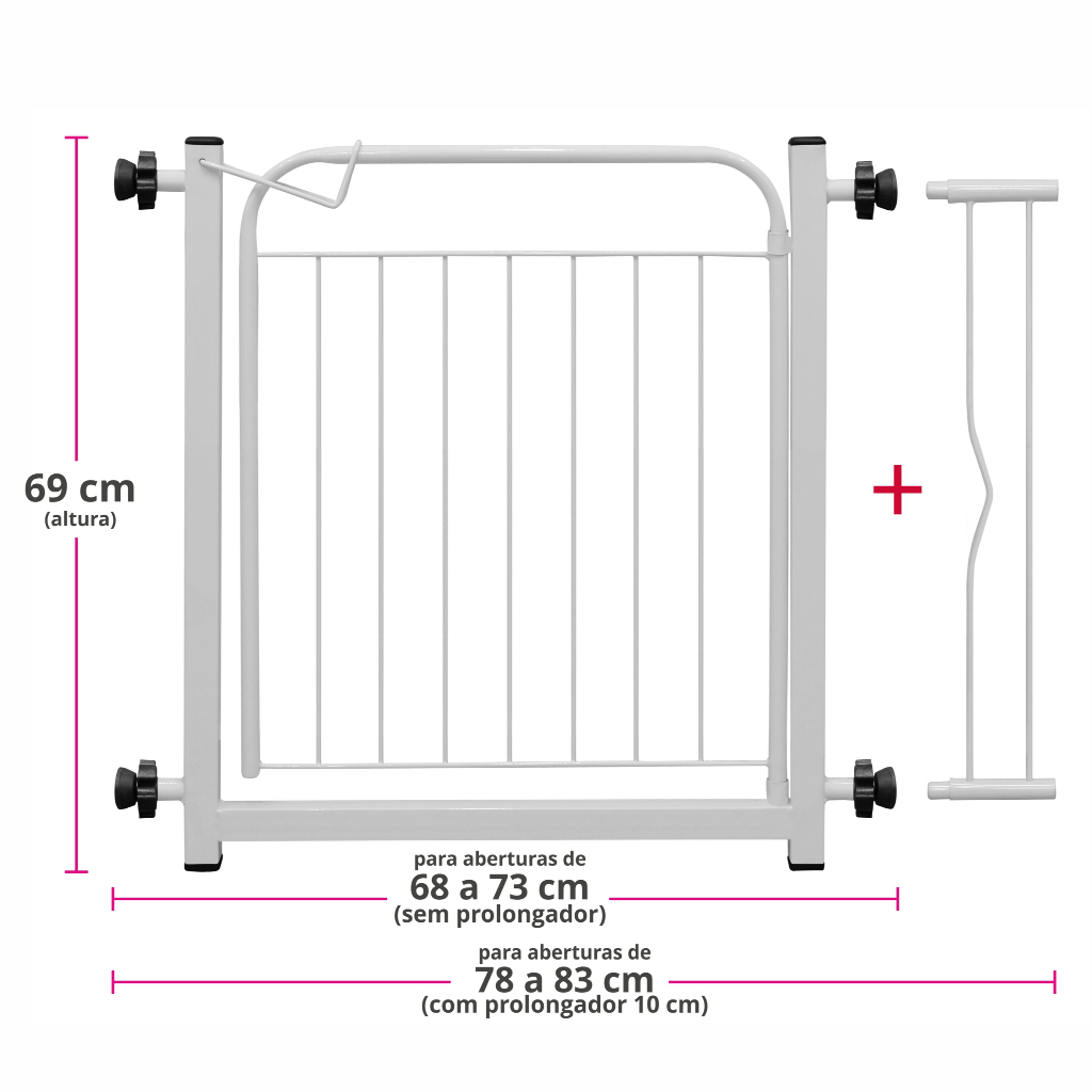 Portão Pet Grade Aramado Proteção Cães Crianças Fechar Passagem Bebês Extensor 10cm Largura 83cm