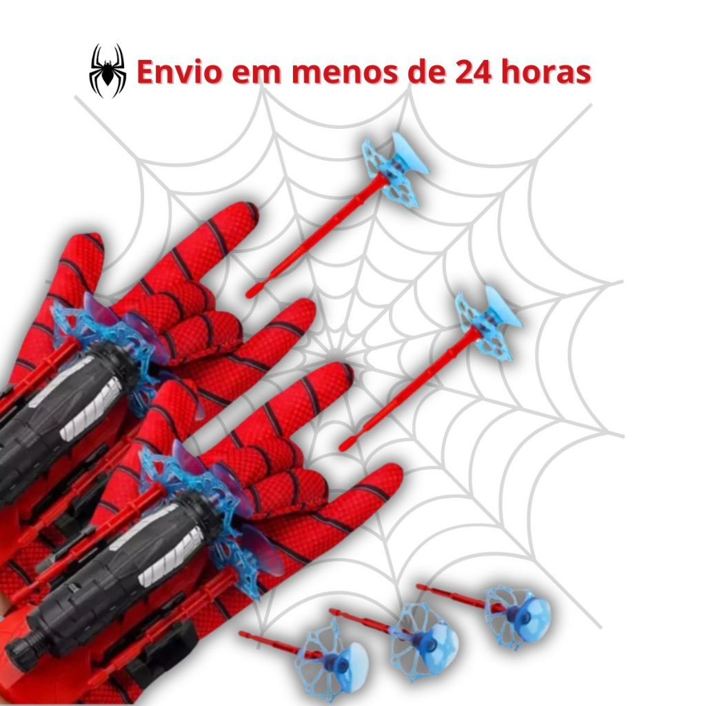 Kit Luva Lançador de Teia Homem Aranha Brinquedo Infantil Dardos com Ventosa Herói Spider Man