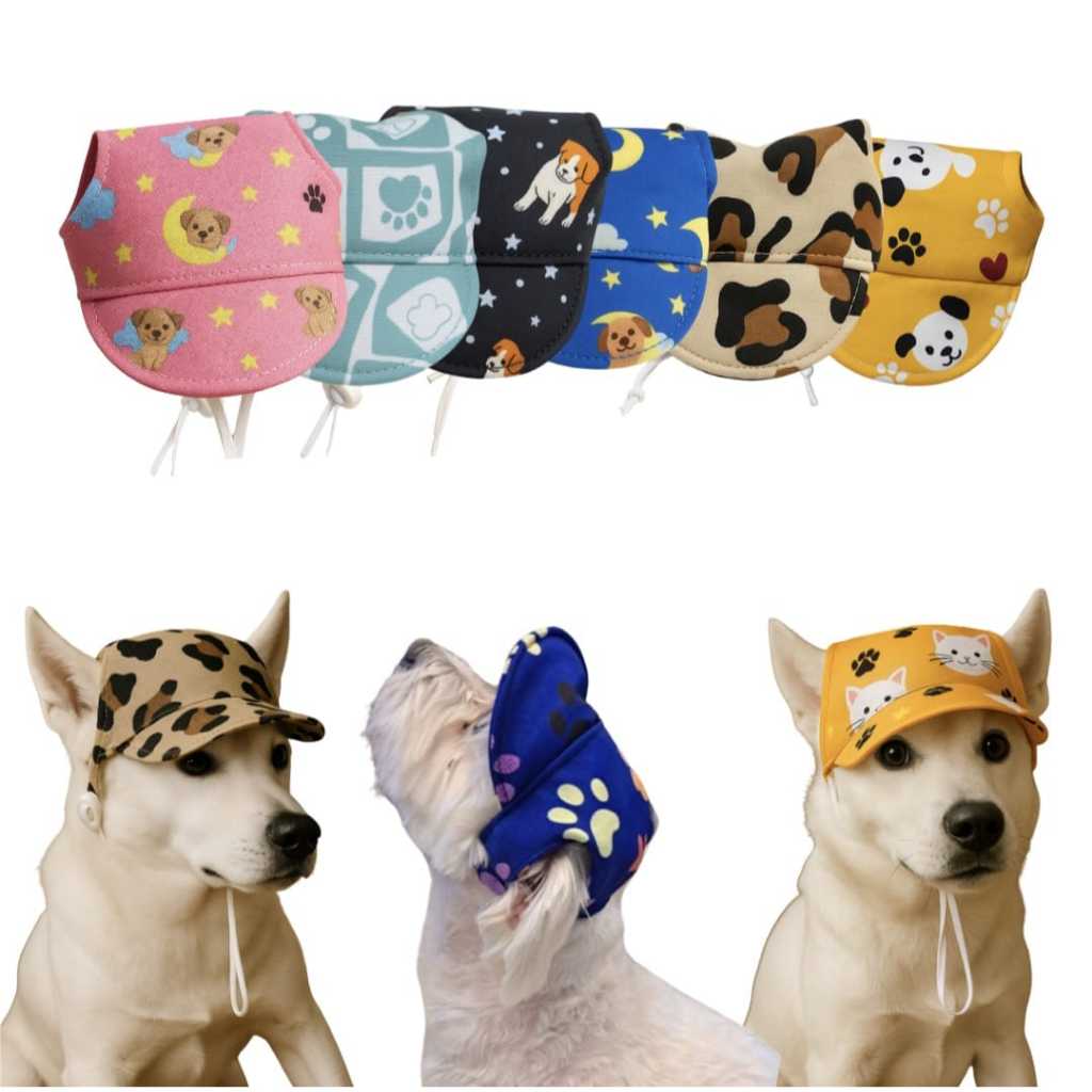 CHAPÉU BONÉ PARA PET CACHORRO E GATO ESTAMPADO PRAIA SOL PROTEÇAO