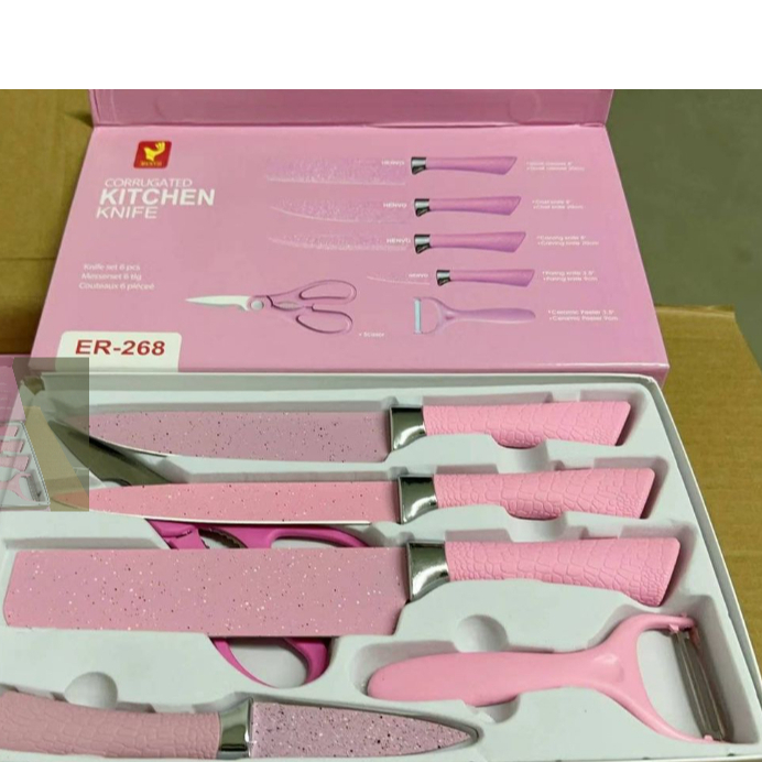 Jogo De Facas Inox Descascador E Tesoura 6 Peças 