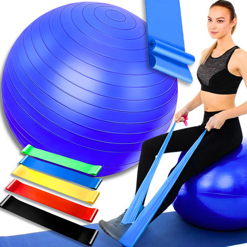 Kit Bola Suiça Pilates Fisioterapia 65cm + Faixa 